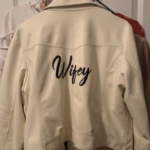 Wifey ivory leather jacket